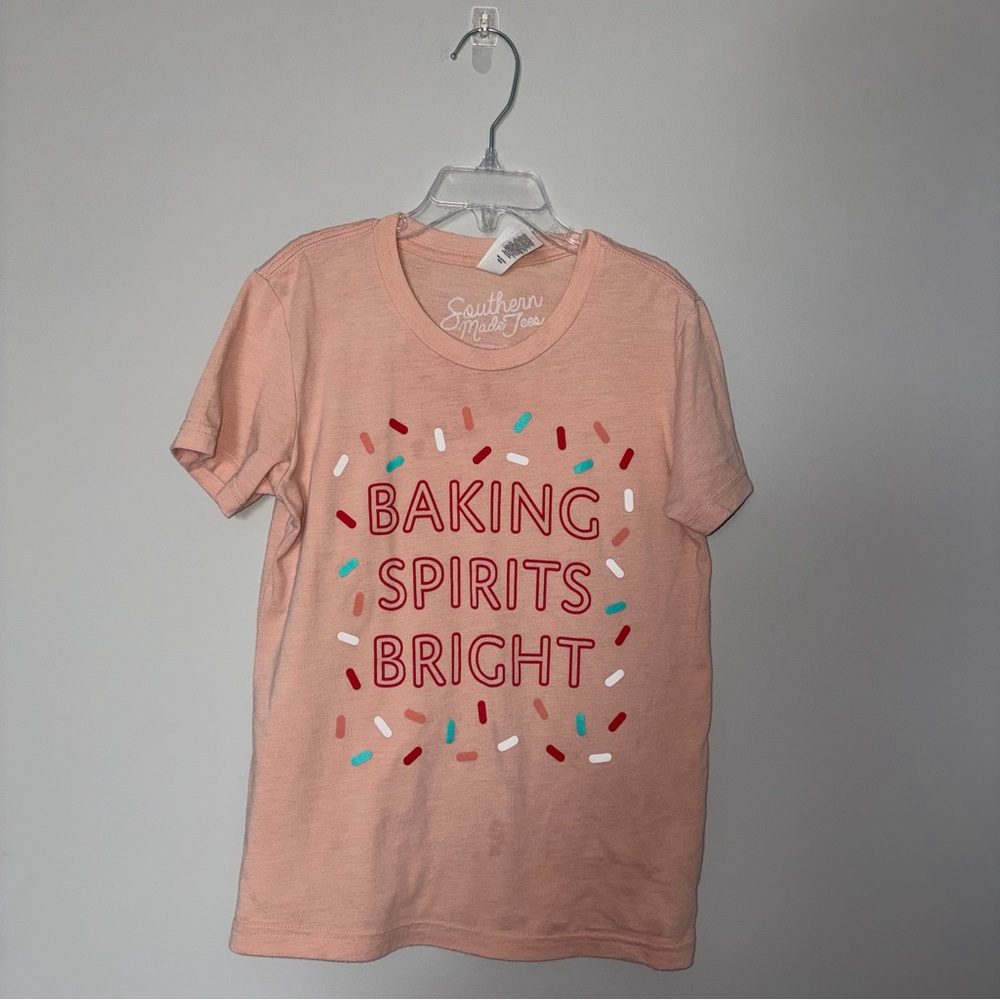 Kids Pink Short Sleeve T-Shirt Baking Spirits Bright
